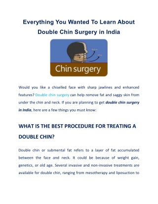 All That You Wanted to Know About Double Chin Surgery in India