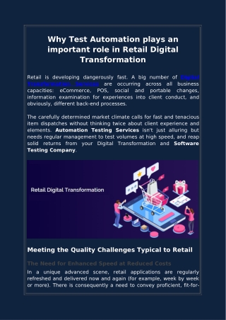 Why Test Automation plays an important role in Retail Digital Transformation