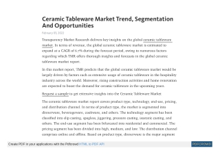 Ceramic Tableware Market | Global Industry Report, 2031