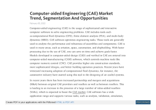 Computer-aided Engineering (CAE) Market Latest Report with Forecast to 2024