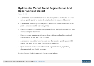 Hydrometer Market Analysis, Share by 2031