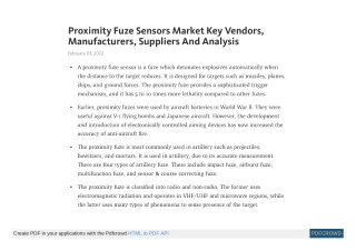 Proximity Fuze Sensors Market Share, Insights by 2031