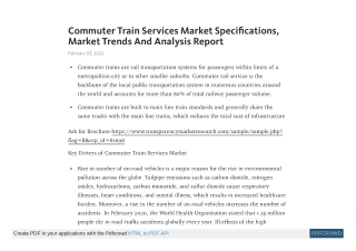 Commuter Train Services Market Share, Insights by 2031