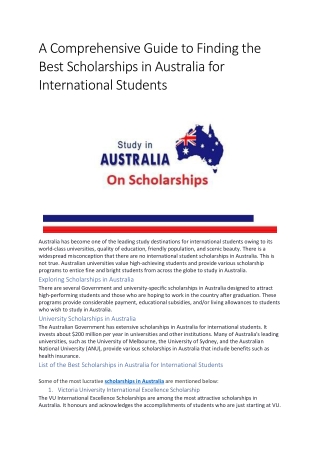 A Comprehensive Guide to Finding the Best Scholarships in Australia