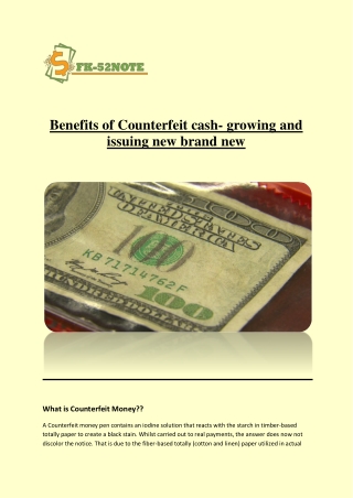 Benefits of Counterfeit cash- growing and issuing new brand new
