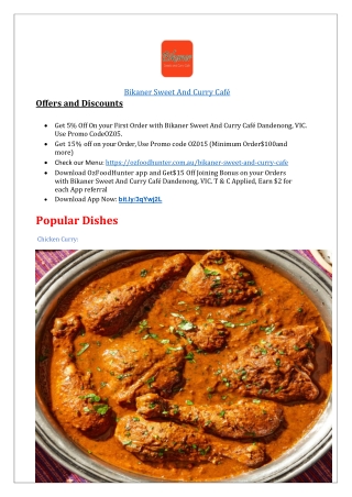 $5 off-  Bikaner Sweet & Curry Cafe Dandenong Menu, VIC