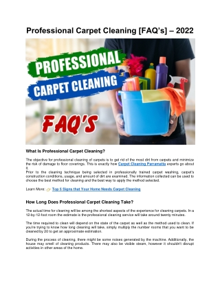 Professional Carpet Cleaning [FAQ’s] – 2022