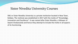 Sister Nivedita University Courses