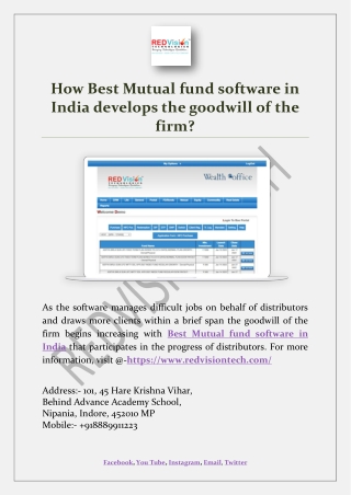 How Best Mutual fund software in India develops the goodwill of the firm