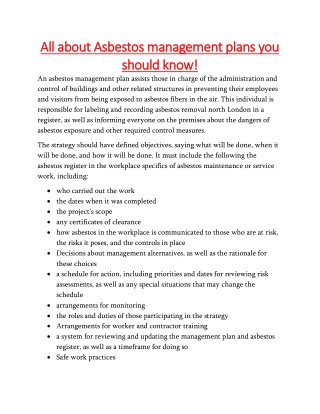 All about Asbestos management plans you should know!