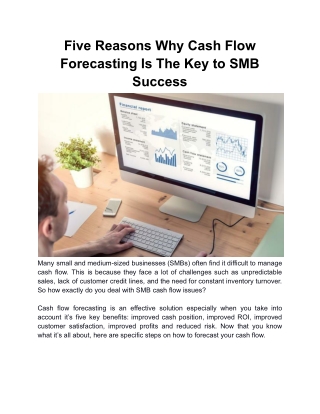 Five Reasons Why Cash Flow Forecasting Is The Key to SMB Success