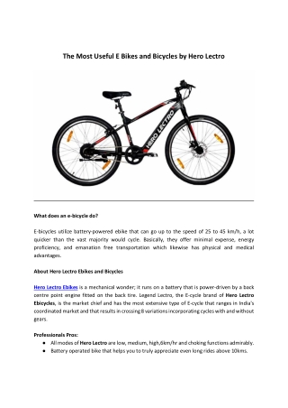 The Most Useful E Bikes and Bicycles by Hero Lectro