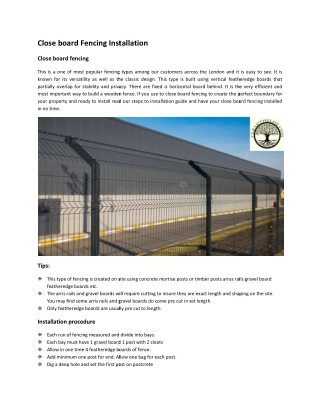 Close board Fencing Installation