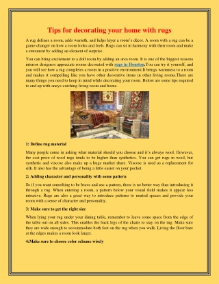 Tips for decorating your home with rugs