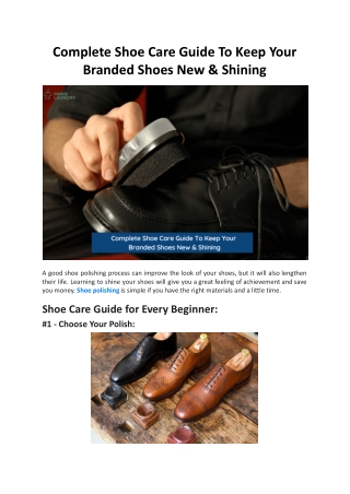 Complete Shoe Care Guide To Keep Your Branded Shoes New & Shining