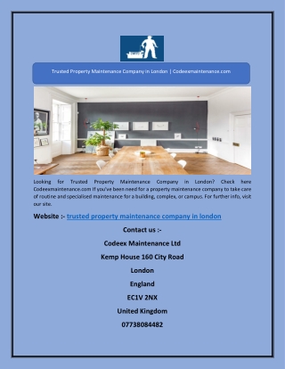 Trusted Property Maintenance Company in London | Codeexmaintenance.com