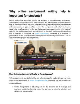 Why online assignment writing help is important for students