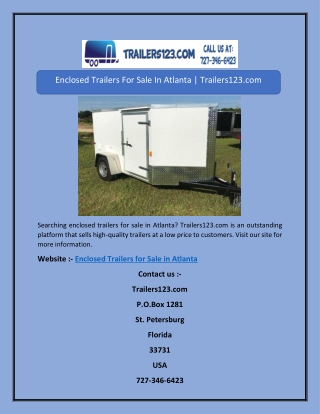 Enclosed Trailers For Sale In Atlanta | Trailers123.com