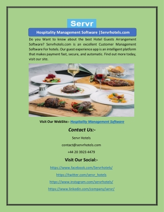 Hospitality Management Software |Servrhotels.com