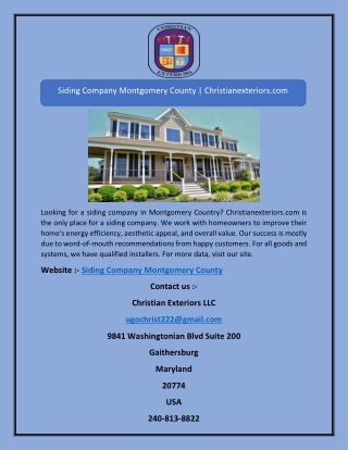 Siding Company Montgomery County | Christianexteriors.com