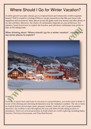 Where Should I Go for Winter Vacation