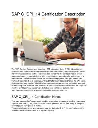 SAP C_CPI_14 Certification Description