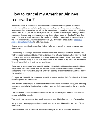 How to cancel my American Airlines reservation