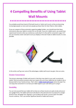 Benefits of Using Tablet Wall Mount
