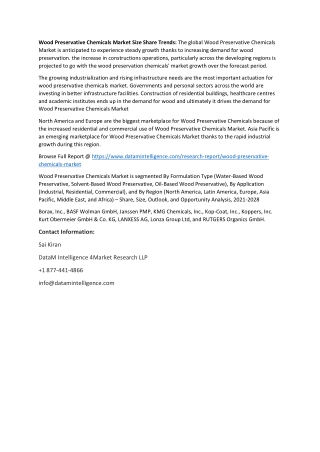 Wood Preservative Chemicals Market Analysis 2022