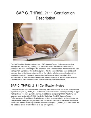 SAP C_THR82_2111 Certification