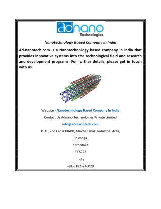 Nanotechnology Based Company In India  Ad-nanotech