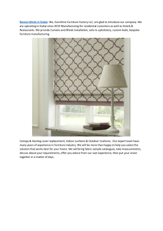 Roman blinds in Dubai