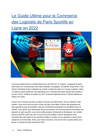 Le Guide Ultime pour le Commerce des Logiciels de Paris Sportifs en Ligne en 202