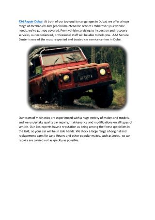 4X4 Repair Dubai