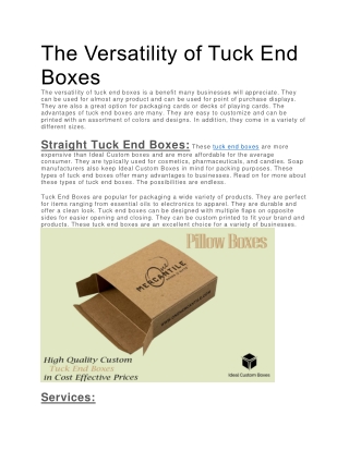The Versatility of Tuck End Boxes