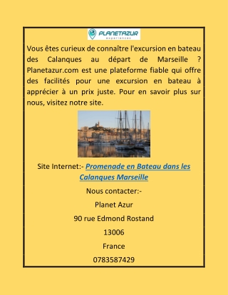 Circuit en bateau dans les Calanques Marseille | Planetazur.com