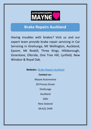 Brake Repairs Auckland