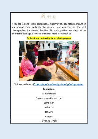 Professional maternity shoot photographer