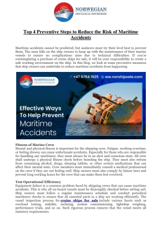 Top 4 Preventive Steps to Reduce the Risk of Maritime Accidents