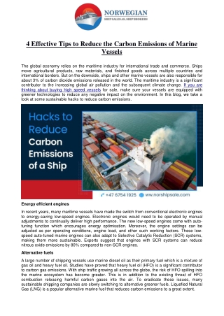 4 Effective Tips to Reduce the Carbon Emissions of Marine Vessels