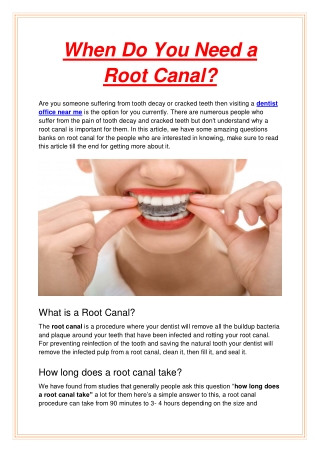 When Do You Need a Root Canal