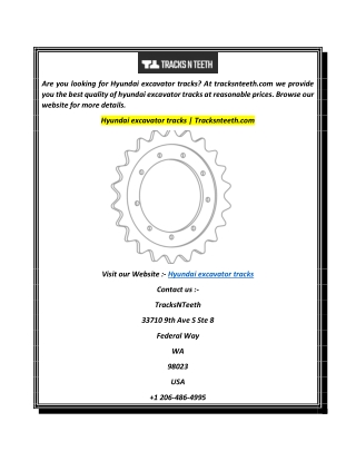 Hyundai excavator tracks  Tracksnteeth.com