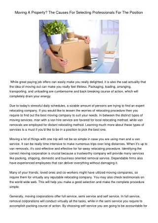MovingAPropertyTheCausesForSelectingProfessionalsForThePosition