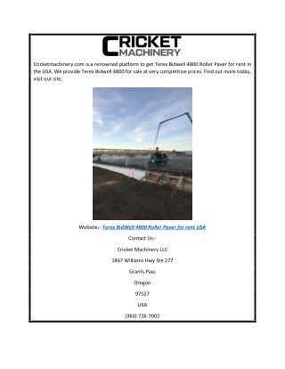Terex Bidwell 4800 R  Cricketmachinery.comoller Paver for Rent Usa