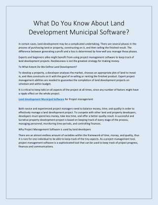 What Do You Know About Land Development Municipal Software