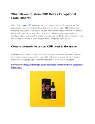 What Makes Custom CBD Boxes Exceptional From Others