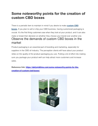 Some noteworthy points for the creation of custom CBD boxes