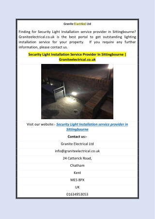 Security Light Installation Service Provider In Sittingbourne | Graniteelectrica