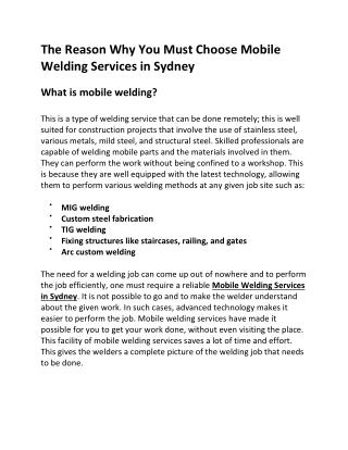 Mobile Welding Services in Sydney