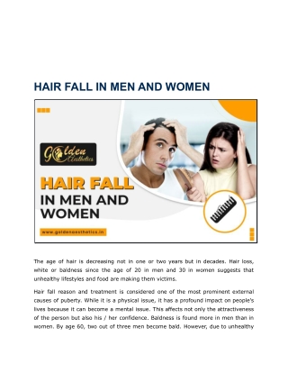 HAIR FALL IN MEN AND WOMEN
